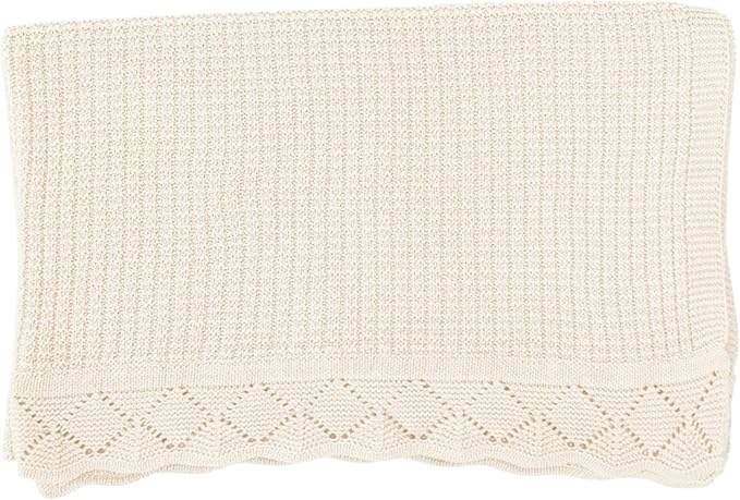 Baby Knit Blanket, 100% Cotton Waffle Patterns, Soft, Cozy, Lightweight Swaddle for Newborn & Infant Swaddling Beige Neutral, Perfect Baby Shower Ideas Cream 28x36