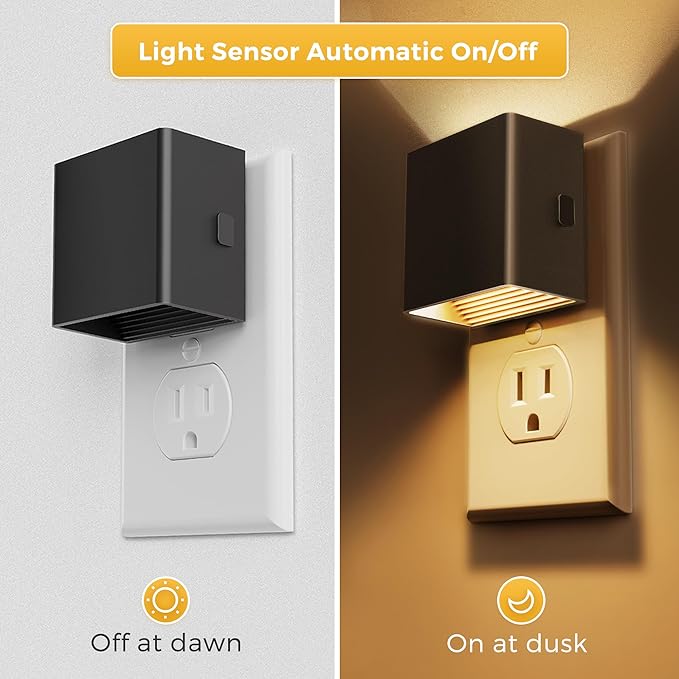 L LOHAS LED Night Light,[2-Pack] Night Lights Plug into Wall with Dusk to Dawn Sensor,Brightness Adjustable,3000K Soft White,Plug in Nightlight for Adults Bathroom Hallway Kitchen