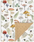 Boho Mushroom Forest Baby Blankets for Girls Boys 30" x 40", Brown Soft Double Layer Minky Blanket with Dotted Fleece Back, Nursery Bed Receiving Quilt for Newborn Infant Toddler Shower Gift