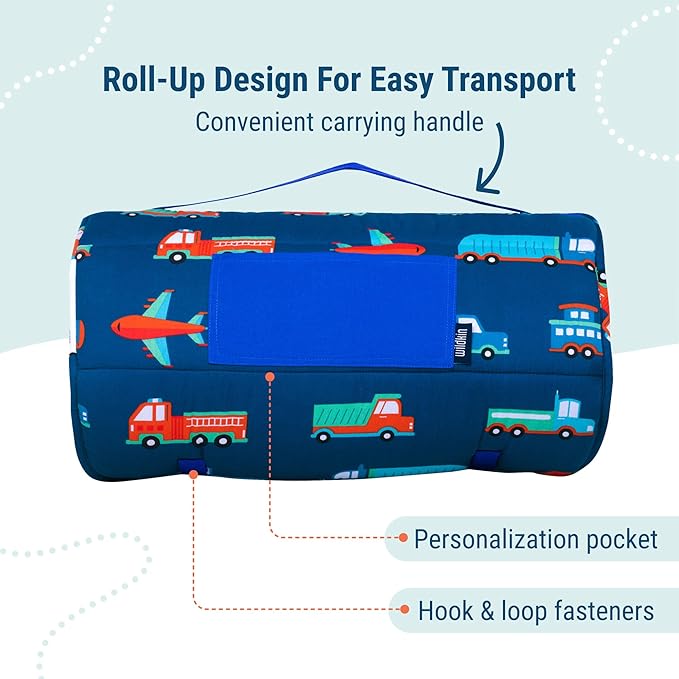 Wildkin Kids Original Nap Mat – Cozy Kids Sleep Mat with Pillow, Ideal for School & Travel - Transportation