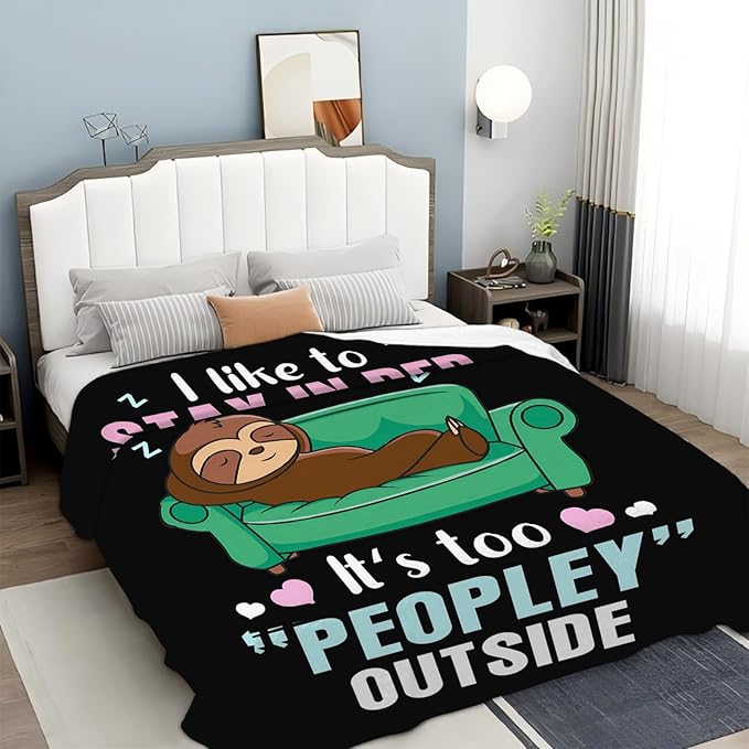 Funny Sloth Throw Blanket Sloth Gifts for Girls Boys Women Men Kids Adults Soft Flannel Fleece Blanket for Couch Sofa Bed Home Decor 40"x50"