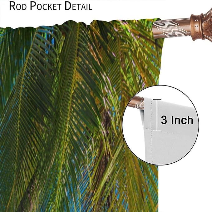 Ocean Beach Curtains,Sunshine and Beach Hawaiian Seaside Scene Pattern Blackout Print Home Bedroom Living Room Window Treatments 2 Panel Set 42x45 Inch