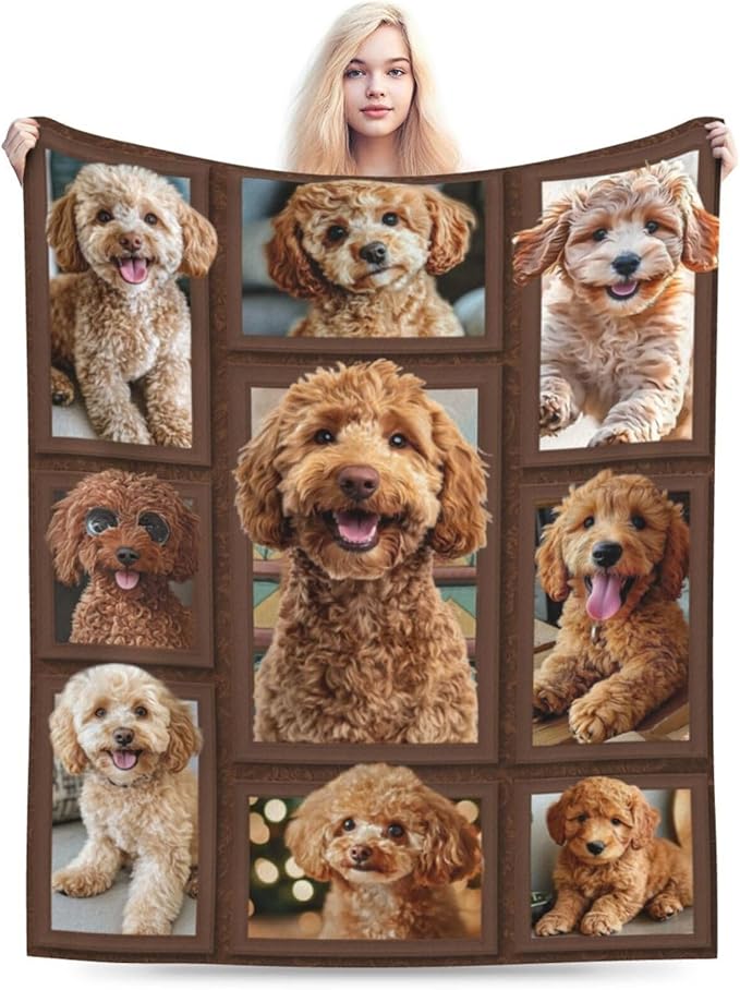 Golden Doodle Blanket Goldendoodle Decor Throw Blanket Super Soft Flannel Lightweight Fluffy Plush Cozy Fuzzy Fleece Gifts Blanket for Dog Lover Women Girls Boys Adults for Bed Sofa 40"X50"