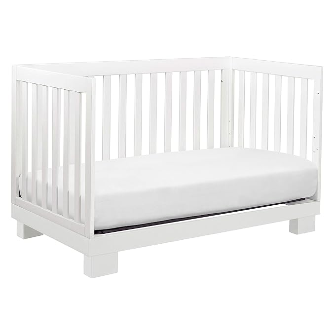 Babyletto Modo 3-in-1 Convertible Crib with Toddler Bed Conversion Kit in White, Greenguard Gold Certified