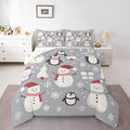 Feelyou Christmas Comforter Set Full Size Snowman Snowflake Bedding Set for Kids Boys Girls Penguin Duvet Quilt New Year Gift Bedroom Decor Microfiber 3 Pcs with 2 Pillow Cases