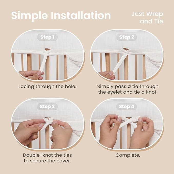 CHIPCHIP 4-Pack Cotton Muslin, 2 Long Panels 51"x7" + 2 Short Panels 27.5"x7"