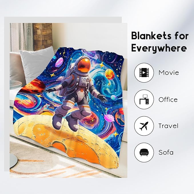 Blankets for Boys - Planet Blanket for Kids/Toddler- Comfy Cozy Flannel Throws for Couch, Room Decor - 30"x40"