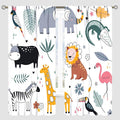 YCness Cartoon Forest Animals Curtains, Woodland Woodland Wild Giraffe Zebra Lion Hippopotamus Window Treatments for Kids Bedroom Living Room Home Nursery Drapes, 52x84 Inch