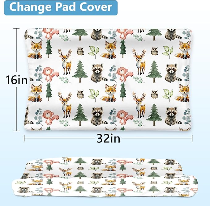 Personalized Baby Crib Bedding Set, Custom Name Blanket with Dotted Backing, 5 Piece Custom Gift Animals Design Crib Bed Set for Baby Infant Shower Birthday, Floral Crib Bedding Gifts Style30