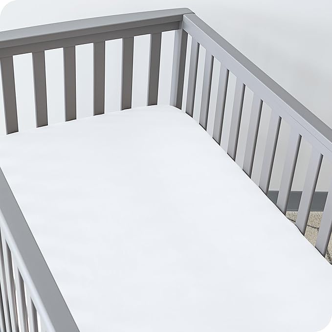 Bare Home 2-Pack Fitted Crib Sheets - Premium 1800 Ultra-Soft Microfiber - Breathable - Baby Sheet - for Boys & Girls - Fits Standard Crib and Toddler Mattresses (Cloud Grey/White)
