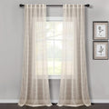 Lush Decor Farmhouse Textured Back Tab/Rod Pocket Sheer Window Curtain Panel Pair, 38"W x 84"L, Beige