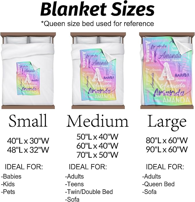 Personalized Name Blankets and Throws, Custom Blanket with Name, Personalized Blanket Gifts for Women Men Custom Soft Fleece Blanket with Names
