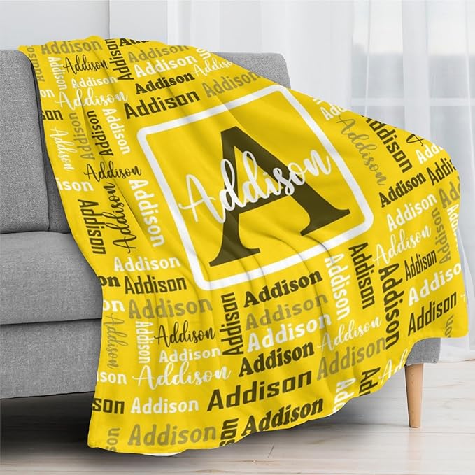 Dr.TOUGH Name Blanket Personalized Blanket for Adult Kids Flannel Customized Personalized Blankets and Throws