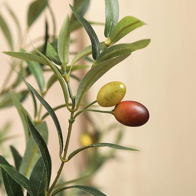 Kazeila Artificial Olive Tree 6FT Tall Faux Silk Plant for Home Office Decor Indoor Fake Potted Tree with Wood Branches and Fruits