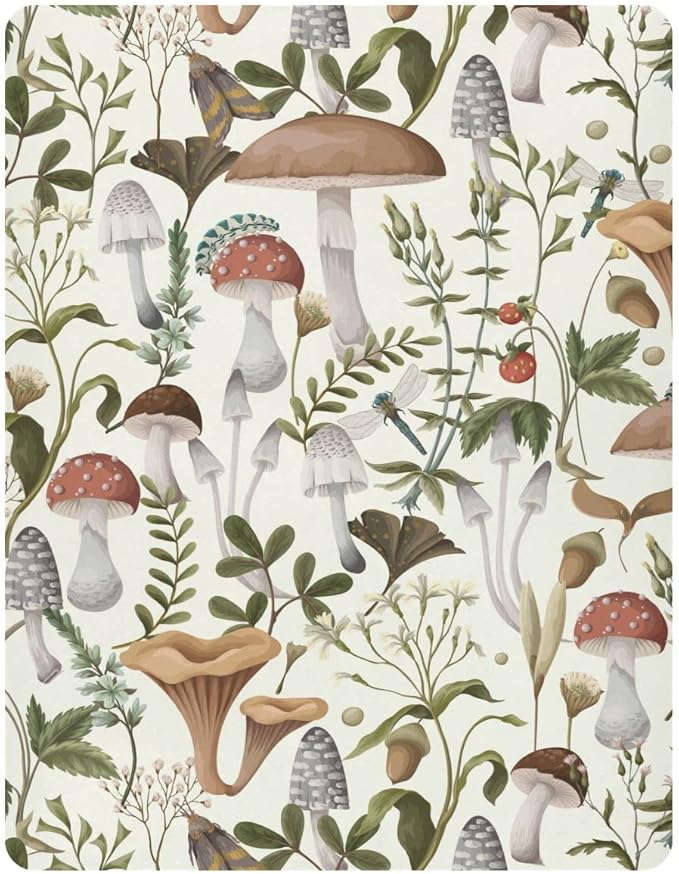 Mushrooms and Berries Crib Sheets for Boys Girls Soft Breathable Mini Crib Sheets for Baby 52" x 28"