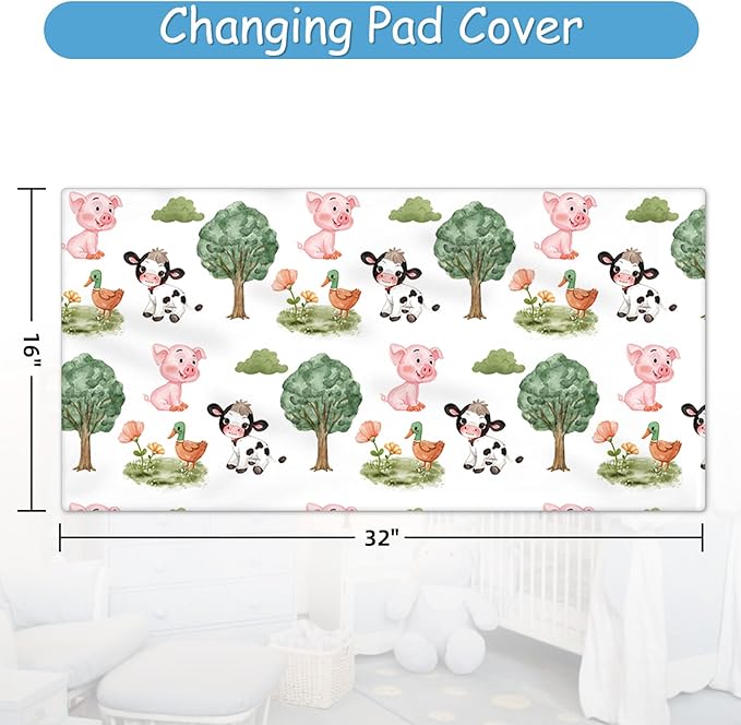 Personalized Baby Crib Bedding Set, 5 Pcs Custom Name Nursery Bedding Set for Baby Boys Girls, Farm Animals Crib Set, Double Layer, Toddler Crib Bedding, Infant Newborn Customized Gifts