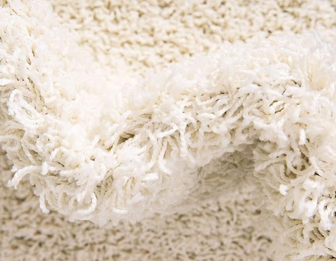 Unique Loom Solid Shag Collection Area Rug (2' 6" x 16' 5" Runner, Pure Ivory)