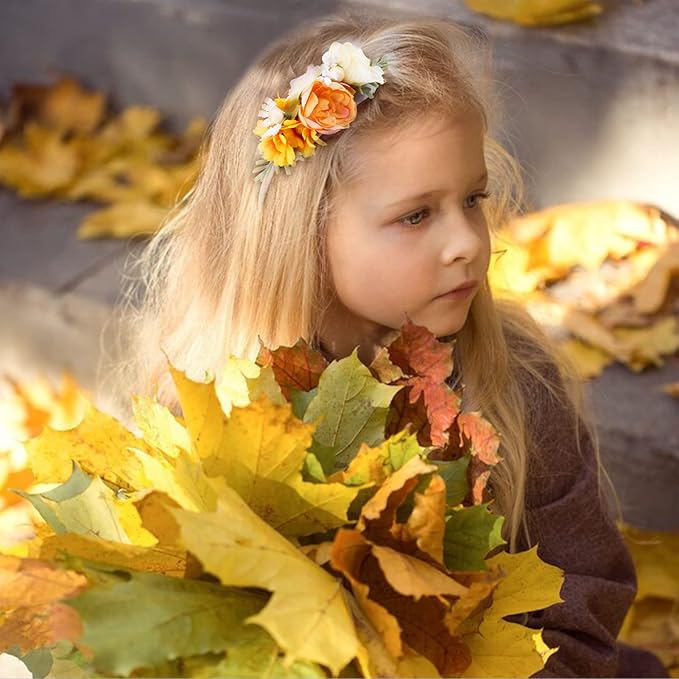 Baby Girl Floral Headbands- 3pcs Nylon Headband Handmade Flower Crown Elastic Hairband Newborn Toddler Hair Accessories Gifts for Girls （1-6 years old）