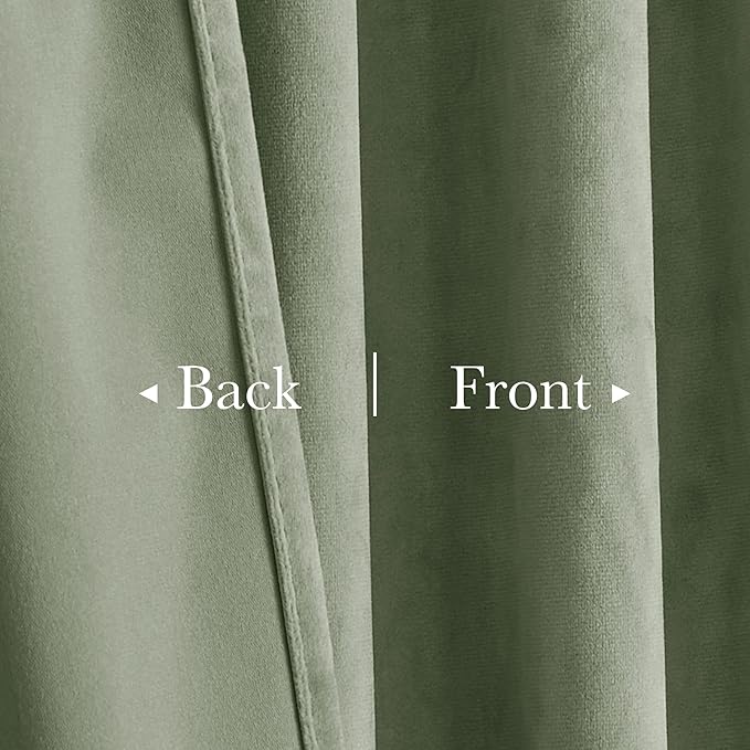 StangH Sage Green Velvet Curtains 84 inches 2 Panels - Thermal Insulated Light Blocking Privacy Drapes for Bedroom/Living Room/Dining Room/Home Office, W52 x L84