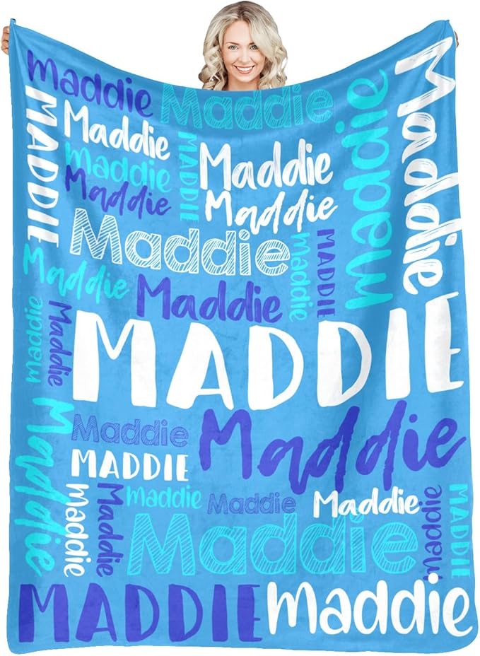 Dr.TOUGH Personalized Blankets with Name Customized Baby Blankets for Girls Boys Adults Monogrammed Blankets and Throws Christmas Birthday Mothers Fathers Valentines Day Gift (Blue-Green,30''×40'')