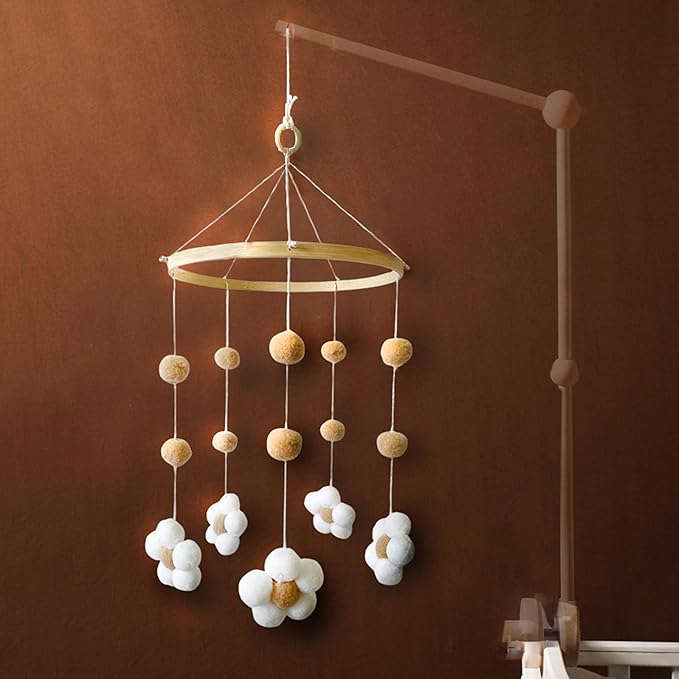 Baby Crib Mobile for Boys Girls, Boho Nursery Decor Mobile for Bassinet, Gender Neutral Mobile Crib Accessories for Infant Bedroom Hanging - Felt Daisy Flower Mobiles Newborn Gift