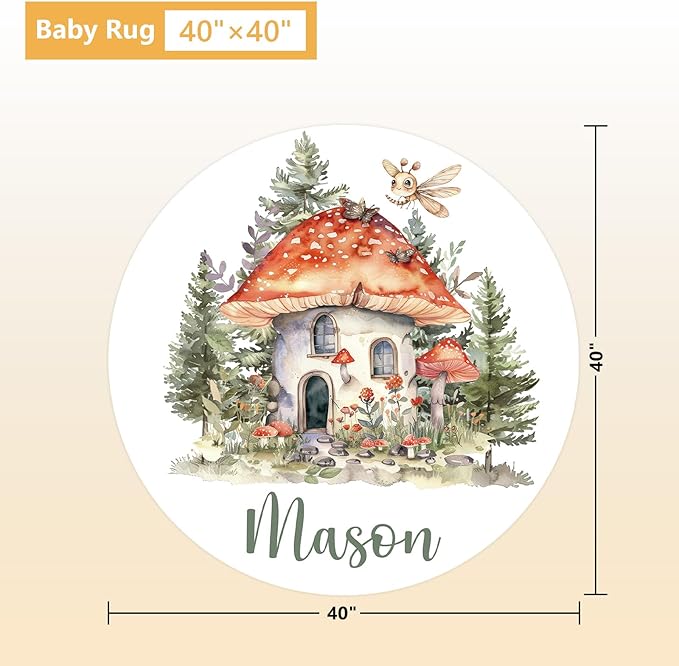 Personalized Baby Crib Bedding Set, 5 Pcs Custom Name Nursery Bedding Set, Mushroom Red