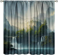 Landscape Theme Waterfall Blackout Curtains, Waterfall Mountains Jungle Printed Natural Scenery Window Drapes, for Bedroom Living Room 42" W X 63" L