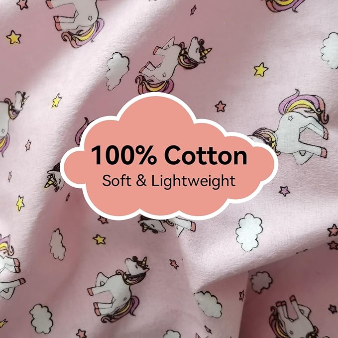 Kids Throw Blanket – Soft Cotton Toddler Blanket with Unicorn, Star & Cloud Pattern, Lightweight Breathable Bed Throw with Stitched Edges, 40 x 60 in (101.6 x 152.4 cm)