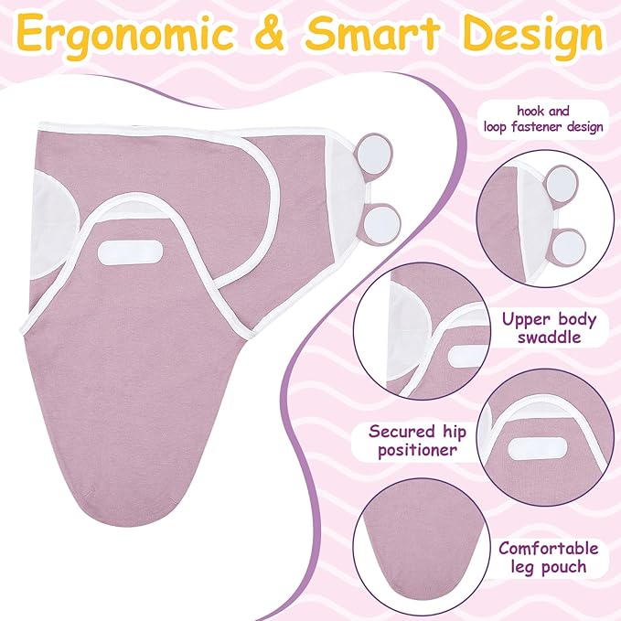 Ramede 6 Pack Preemie Swaddle Blanket with Hats Sleep Swaddle for Baby Boy Girl Preemie Newborn Sacks Soft Cotton Wearable (Tree,Purple)