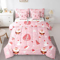 Santa Claus Bed in a Bag Cute Rabbit Kawaii Pink Comforter Set with Sheets for Kids Boys Girls Decor Merry Christmas Bed Set Girly Pink Bedding Set Bedroom Collection Full Size