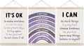 Koesus Inspirational Classroom Purple Rainbow Wall Art Poster Hanger Frame 12x16 Inch Set of 3, Positive Affirmations for Kids, Motivational Canvas Prints Framed Wall Decor for Classroom Kids Room