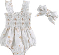 Newborn Baby Girl Bodysuit Sleeveless Halter Frill Romper One-piece Jumpsuit with Headband Summer Clothes Set