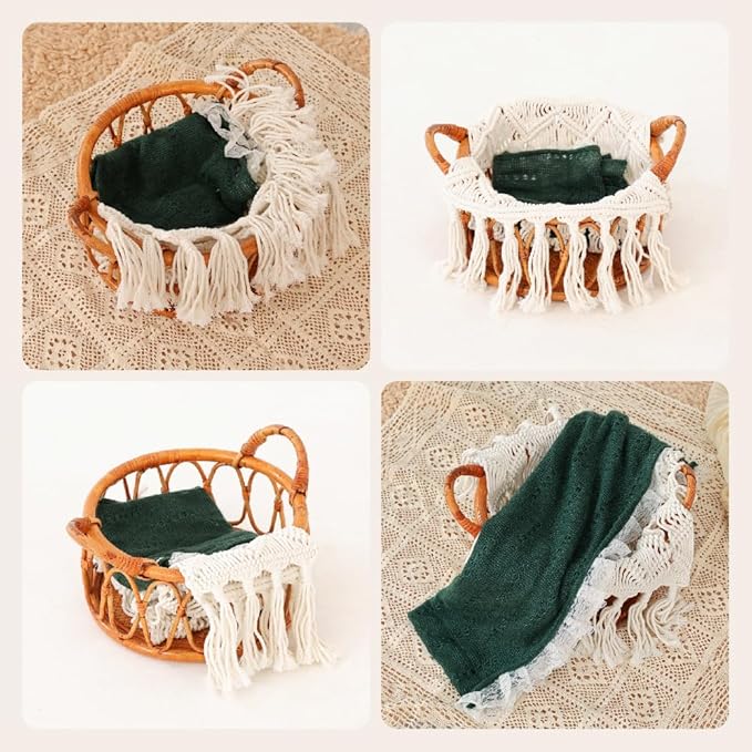 Kate Newborn Photography Props Set&Wood Texture Floor Mat(5x4ft)