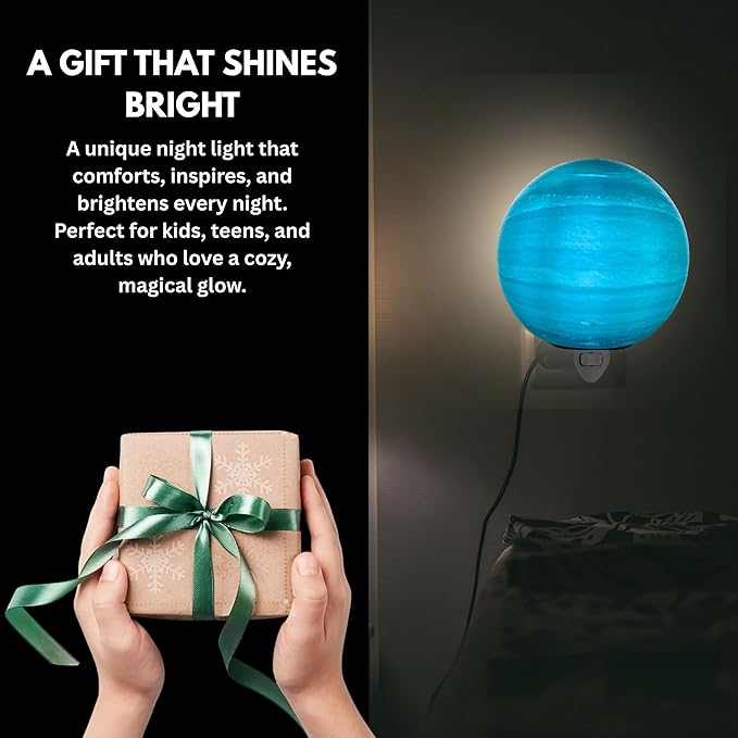 Moon Night Lights | Night Lamp LED Light | 3D Solar System NightLight, Planet Home Décor, Space Nursery, Kids Room, Space Gift, Birthday Gifts, Bedroom Decorations (Uranus, 4 Inch)