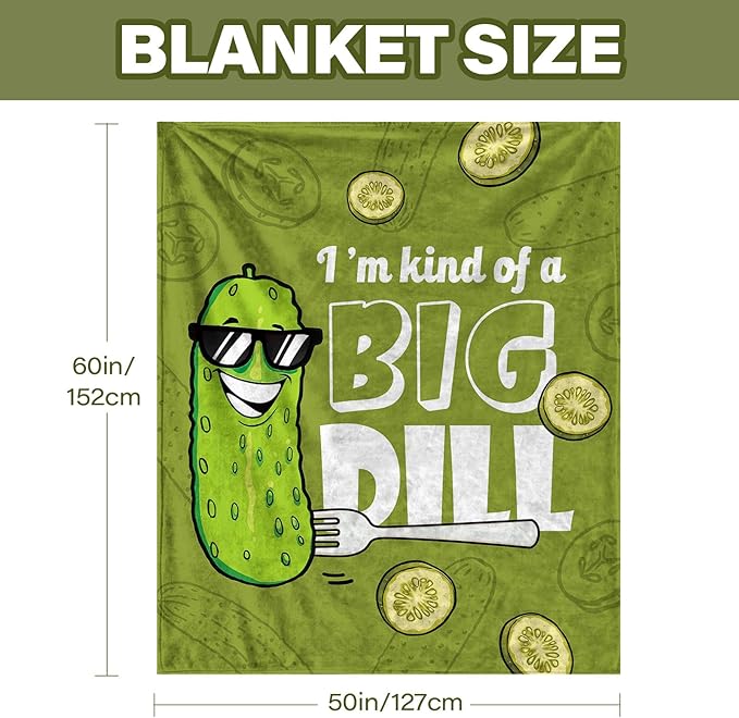 Pickle Throw Blanket, Cute Green Pickles Theme Gifts, Pickle Gifts for Christmas Thanksgiving Birthday, Funny Blankets for Adult Teens Pickles Lovers, Flannel Blanket on Sofa Couch 50"x 60"
