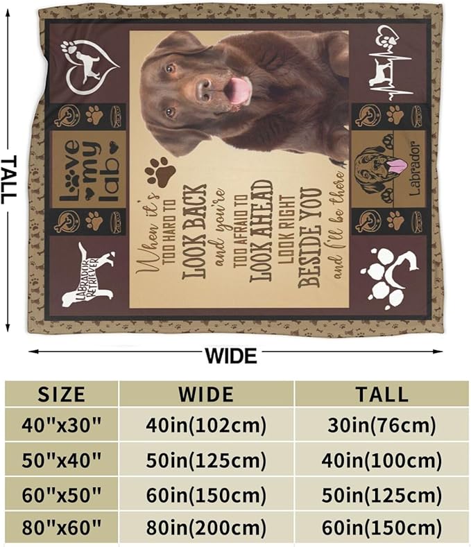 Labrador Blanket for Girls Boys Chocolate Retriever Throw Blankets Soft Cozy Warm Fuzzy Fleece Bedding Flannel Dog Throws Stuffed Animal Gifts for Labrador Lovers Kids Men Women Bedroom Decor 60"x50"