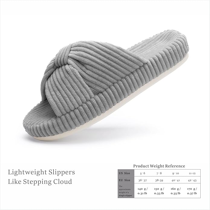Chantomoo Slippers for Women Memory Foam House Bedroom Corduroy Bow Crossbands Slipper Shoes Comfy Trendy Gift Slippers