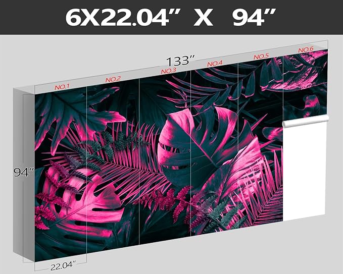 XMPMBM-Tropical Botanical backsplash Large Decorative Wallpaper Plant Leaf Bedroom Bathroom Wall Mural- W 132" X H 92"（93 Square Foot）