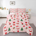 Feelyou Christmas Decor Bedding Set Soft for Boys Girls, Santa Claus Comforter Set Queen Size Xmas Duvet Quilt Microfiber Christmas Decor Bedroom Decor 3 Pcs with 2 Pillow Cases