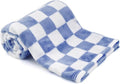 Plush Checkered Baby Blanket for Boys Girls Nursery, 30"*40" Warm Short Fleece Blanket Neutral for Infant Newborn, Small Fuzzy for Sleeping, Chenille or Stroller (Dark Blue&White)