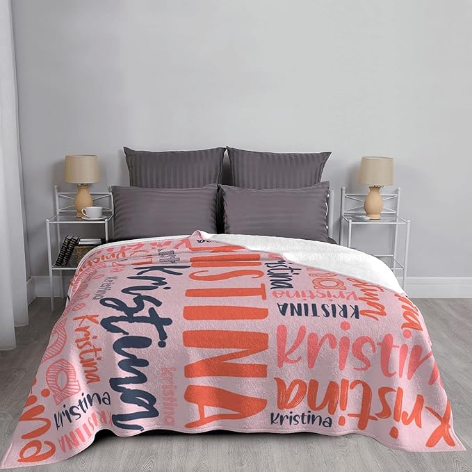 Dr.TOUGH Personalized Blankets with Name Customized Baby Blankets for Girls Boys Adults Monogrammed Blankets and Throws Christmas Birthday Mothers Fathers Valentines Day Gift (Pink, 40''×50'')