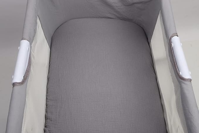 Onacosht Muslin Bassinet Sheets 35" X 20" Compatiable with AMKE 3 in 1 Bassinets, MiClassic, Uiuwoo, Foalom, YADAQE, Milliard and TCBunny Bassinet, 100% Cotton Soft Breathable 2 Pack, White and Grey