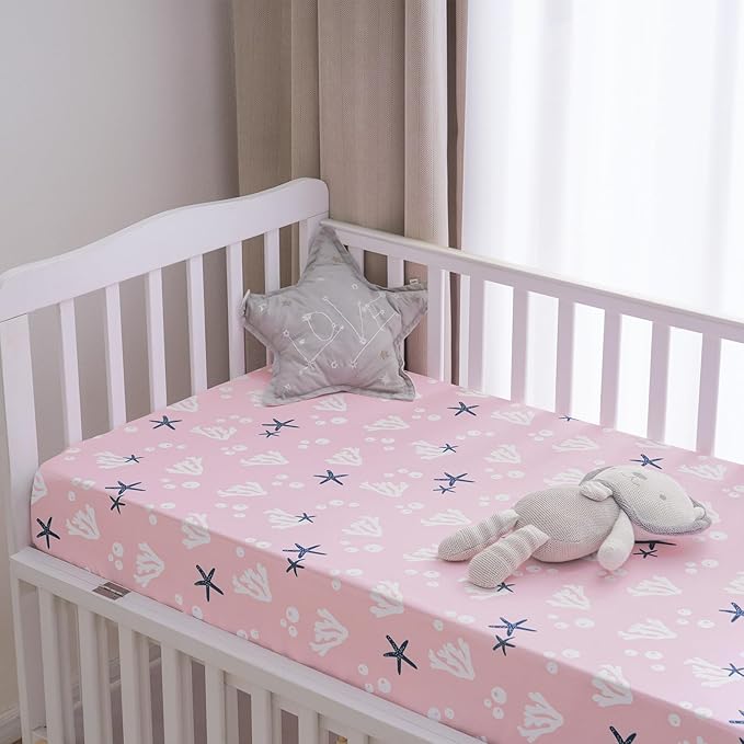 PHF 3 Pack Soft Mermaid Crib Sheets Fitted, Silky Comfy Breathable Baby Sheets for Boys Girls Neutral, 28x52 Inches Fits Standard Crib and Toddler Mattresses, Mermaid