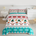 Feelyou Merry Christmas Bedding Set Soft for Boys Girls, Santa Claus Comforter Set Queen Size Cute Deer Duvet Quilt Microfiber Snowflake Bedroom Decor 3 Pcs with 2 Pillow Cases
