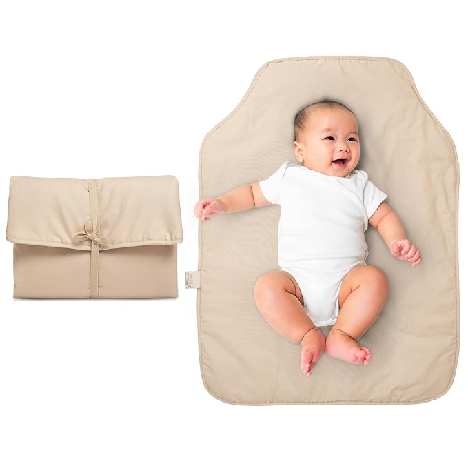 Natemia Baby Portable Diaper Changing Pad - Oeko-TEX Percale Cotton - Reusable Changing Pad for Baby - Flexible and Foldable for Travel - Machine Washable - Baby Essentials