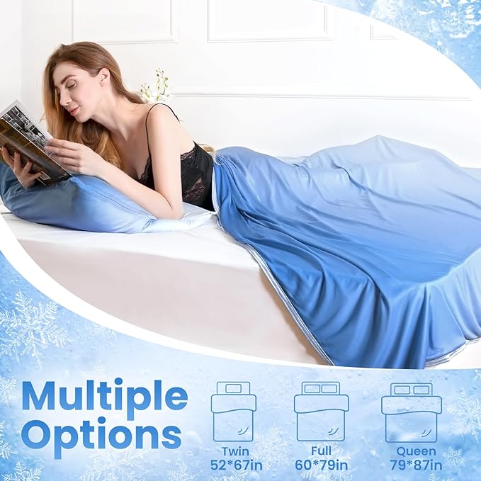 LUXEAR Gradient Cooling Blanket, Double-Sided Q-Max>0.5 Arc-Chill Summer Cold Blanket for Bed Sofa Chair Travel, Absords Heat to Keep Body Cool for Hot Sleeper & Night Sweats Adult Kids - 79"x86"