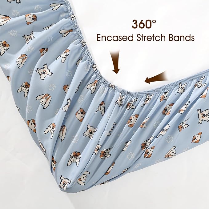 PHF 3 Pack Soft Mini Crib Sheets, Pet Dogs Pack N Play Sheets for Baby Boys Girls, No Slip Universal Fit for Pack N Play, Playard, Portable and Mini Crib Mattresses, Pet Dogs