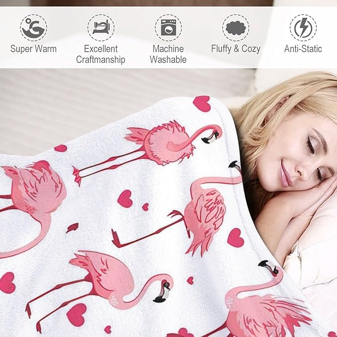 Flamingo Blanket for Girls, Women, and Kids - Soft Warm Cozy Fleece Throw for Couch, Sofa, Bed - Pink Gift for Flamingo Lovers - 60"x80"