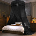 Kertnic Mosquito Net Bed Canopy for Girls, Princess Canopy Bed Curtain Fine Sheer Mesh Dome Bed Canopies, Kids & Adults Lace Tent for Twin Full Queen King Bed (Black)