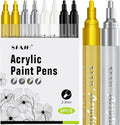 SFAIH Paint Markers Pens - 4 Colors 8 Pack Ultra-High Coverage Acrylic Paint Pens for Rock, Paper, Wood, Fabric, Glass, Metal, Ceramic, Painting, DIY Art Projects, Crafts, Large Capacity Permanent Ink